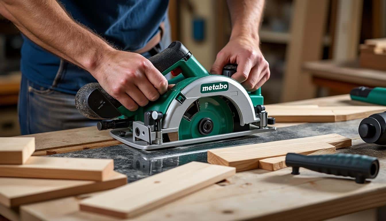 Illustration: Comment les équipements complémentaires améliorent la maniabilité de la scie circulaire sur table Metabo