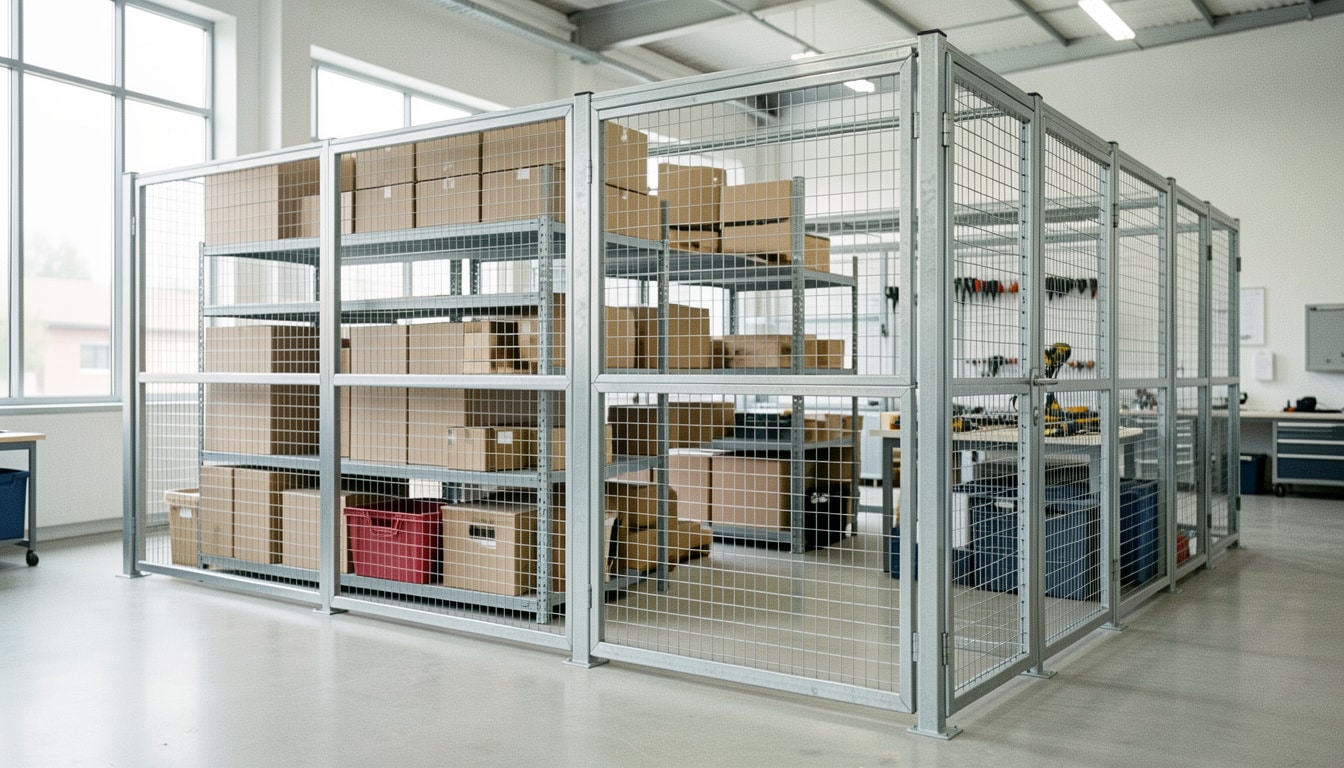 Cloison grillagée en atelier, stockage et sécurité